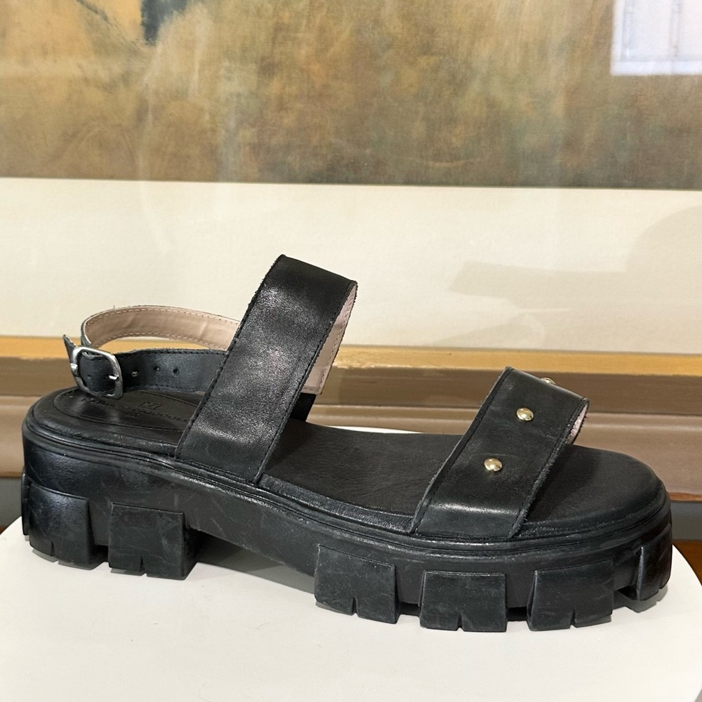 🌸SANDRO MASCOLINI🌸 Strappy Platform Lug Sole Sandals Black Size: 8.5M - Picture 2 of 16